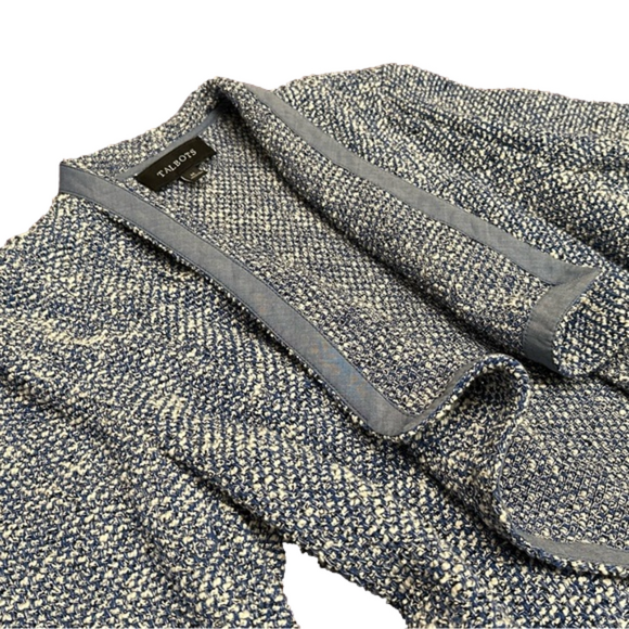 Talbots Blue/White Boucle Drape Front Blazer Size M - Picture 7 of 10